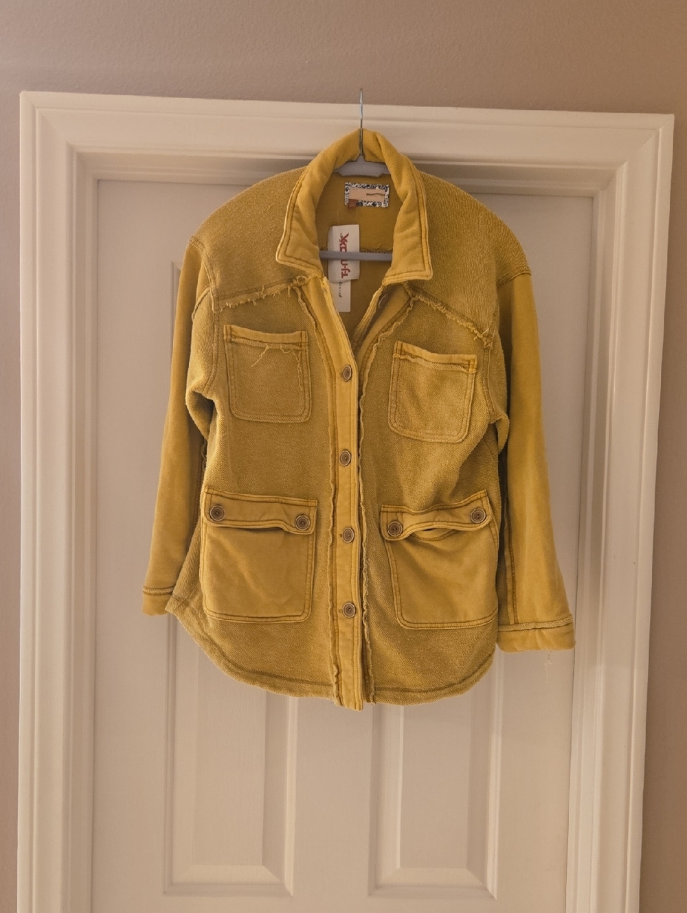 Anthropology Mustard Yellow Button-Front Utility Jacket